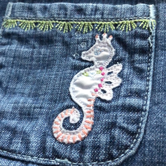 Baby gap jeans snap crotch elastic waist embroidered appliqué 12-18 Months - Picture 5 of 12